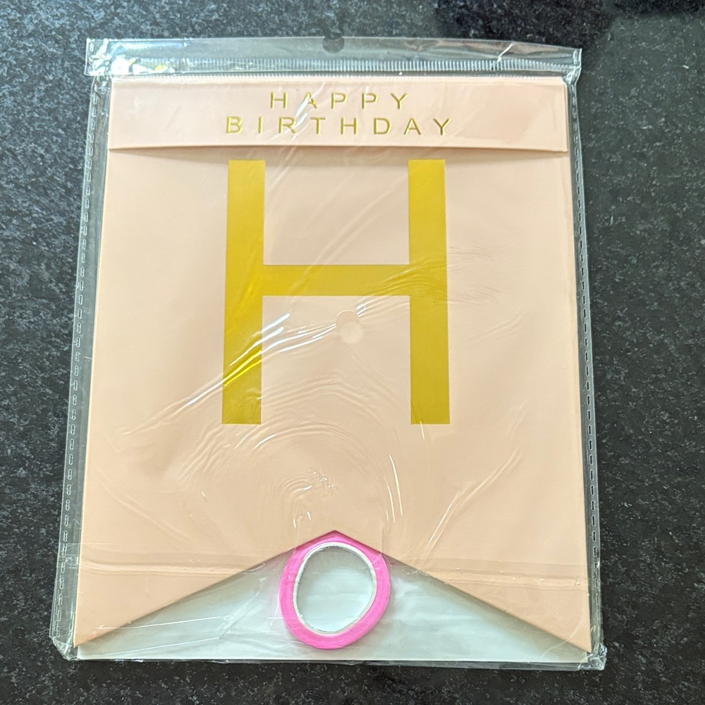 Happy Birthday Banner with Gold Lettering
